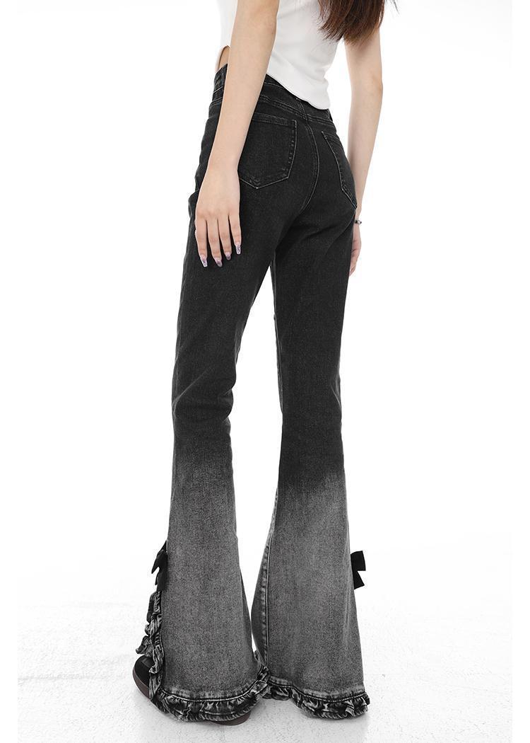 Women's Summer American-style Retro Slit Slightly Flared Gradient Jeans