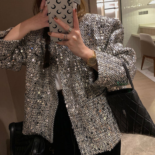 Fashion Sequined Luminous Blazer For Women