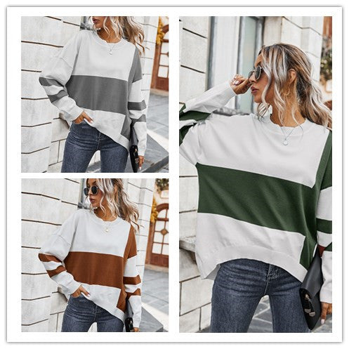 Autumn Stitching Irregular Loose Women Sweater