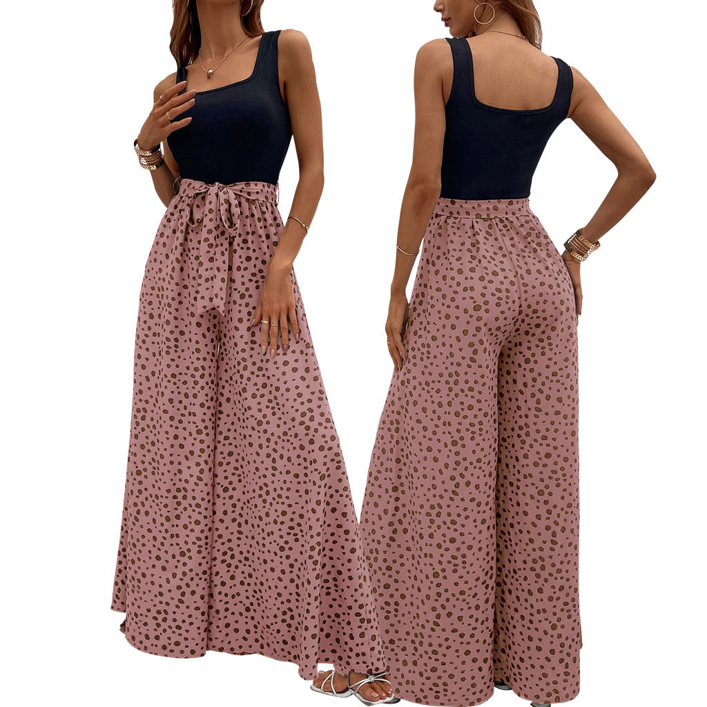 Women's Color Polka-dot Cinched Slimming Trousers