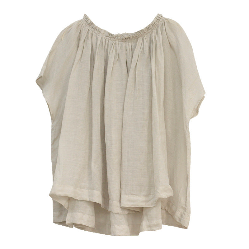 Summer Slightly Transparent Loose Large Size Dolman Sleeve Blouse