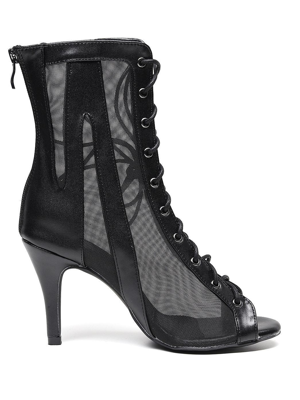 Schwarze High Heel Stiefeletten Latin Tanzschuhe