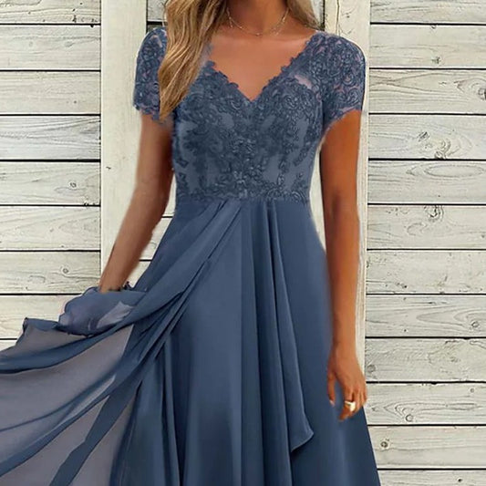 Mittellanges Chiffonkleid im europäischen und amerikanischen Stil