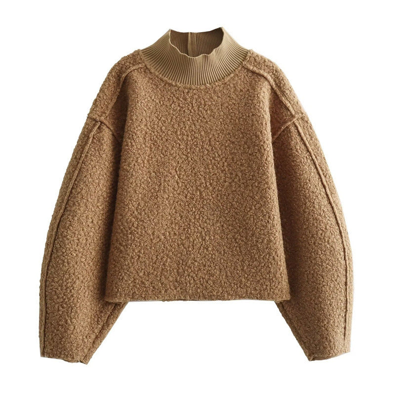 Fashion Design Warp Knitted Beaded Leather Sweater For Women