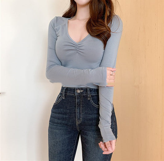 T-shirt Women's Long-Sleeved Bottoming Shirt In Autumn And Winter With A Sexy Tight Top