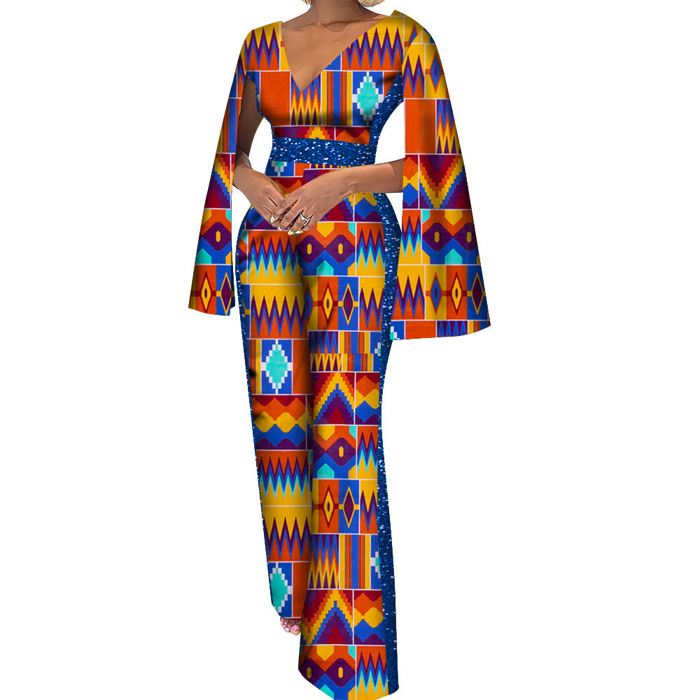 Jumpsuit aus Baumwolle mit ethnischem Batik-Print für Damen