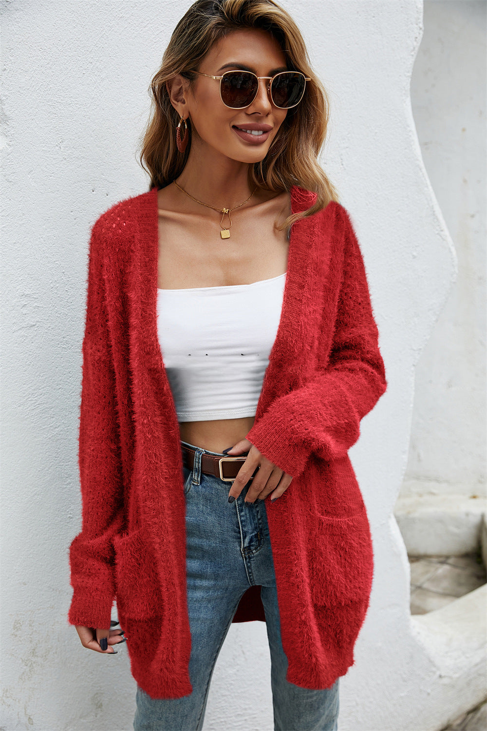 Women's Plus Size Knitted Cardigan Mid-length Coat