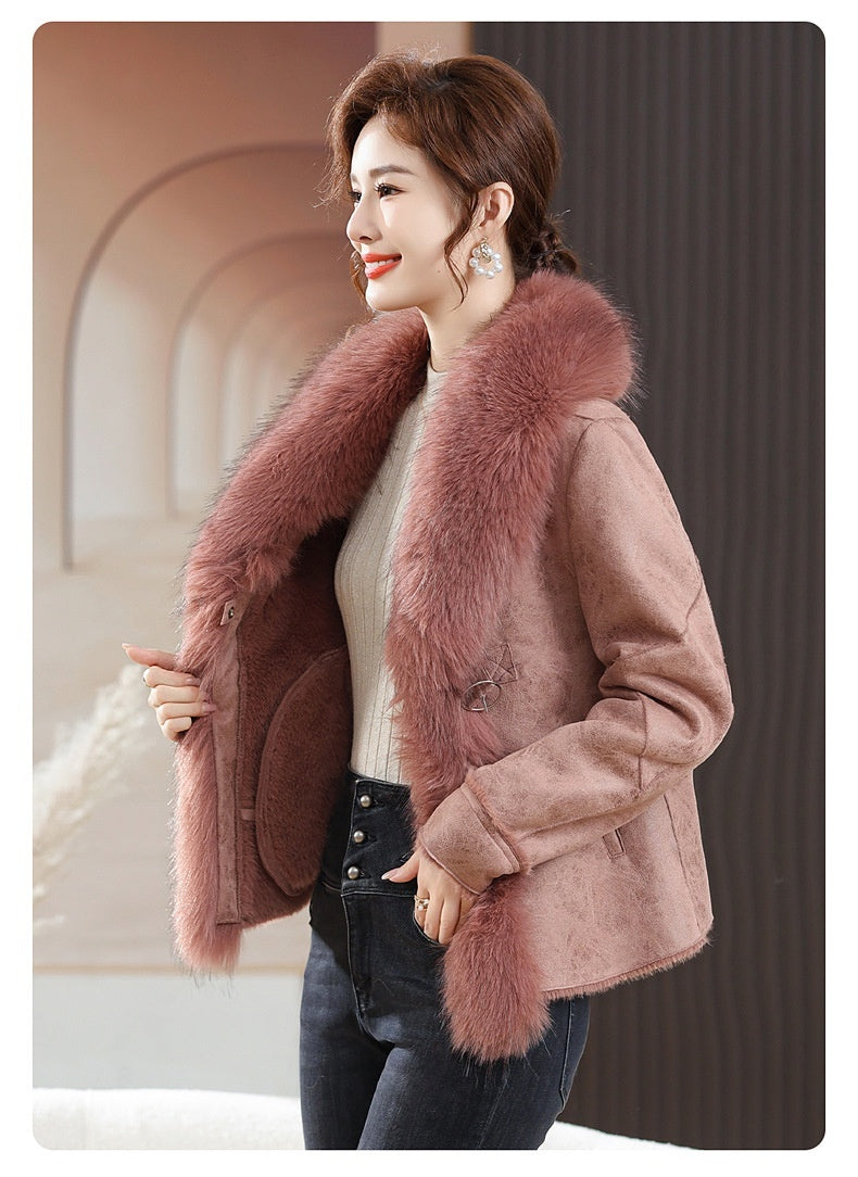 Fur Integrated Women's Short Coat Southern Winter Temperament