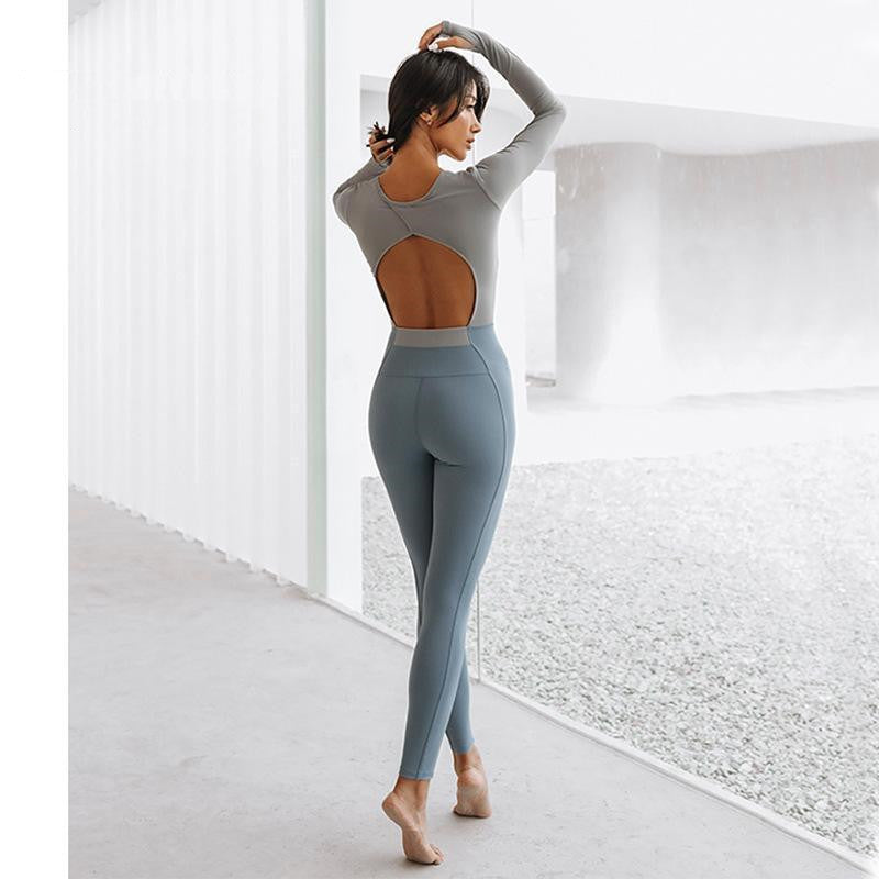 Women's Long Sleeve Strapless Chest Pad One Piece Yoga Clothes