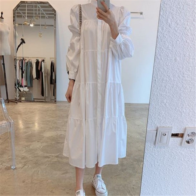 Women's Fashion Puff Sleeve Shirt Dress