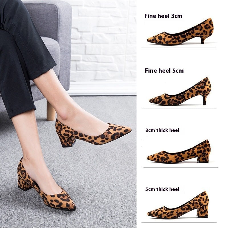 Damen Frühling und Sommer koreanischen Stil Wildleder Leopard spitze High Heels