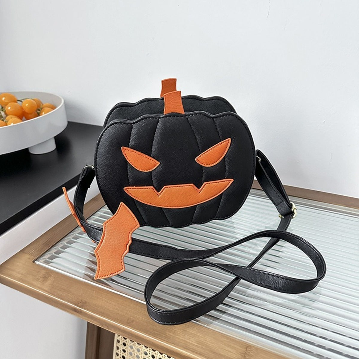 Halloween-Kürbis-Umhängetasche für Damen, originelle Kürbis-Geldbörse, Halloween-Teufel-Schultertasche, lustige Umhängetasche