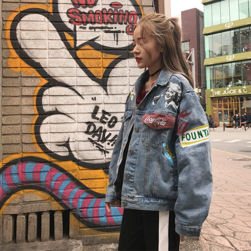 Jeansjacke im Harajuku-Stil