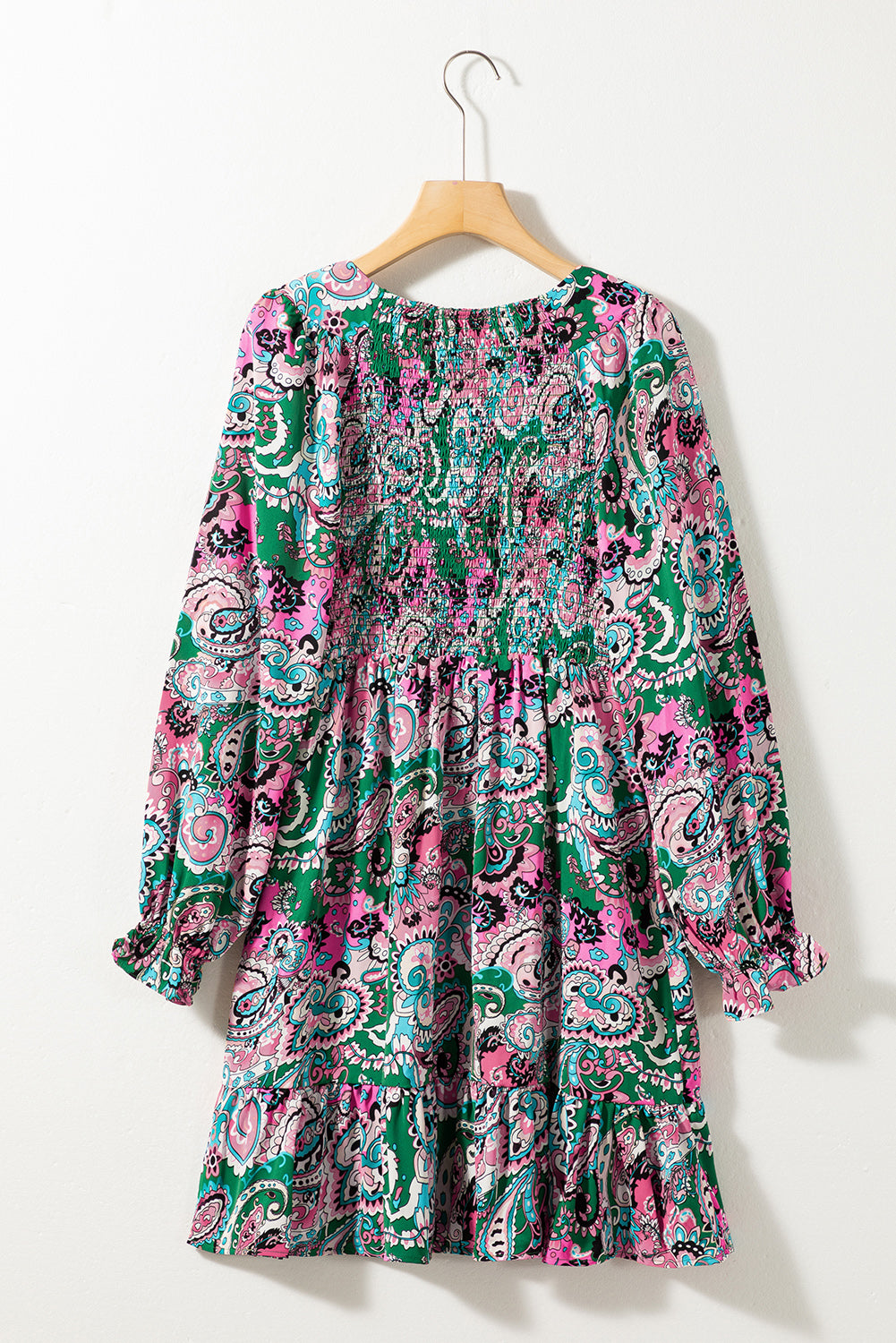 Boho Paisley Print Ruffle Hem Dress