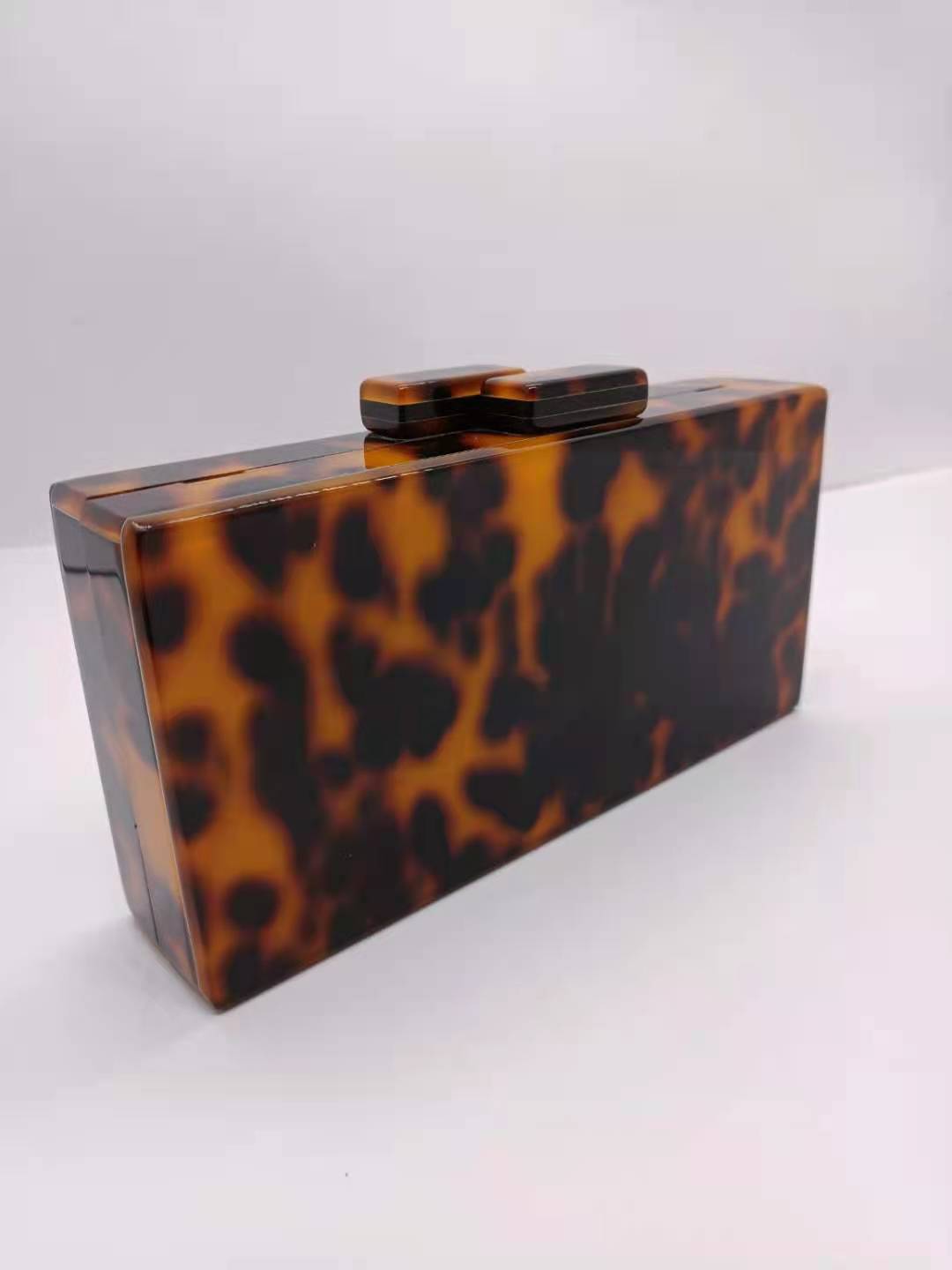 Amber Acrylic Bag Leopard Print Banquet Clutch