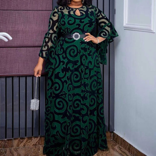 Afrikanische Damenmode Plus Size Chiffon Plisseekleid