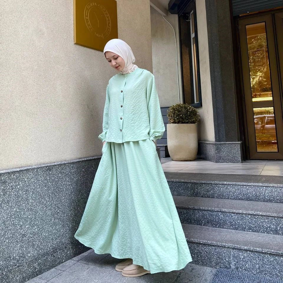 Foreign Trade Women's Clothing Muslim New Fashion Long Sleeve Skirt Suit