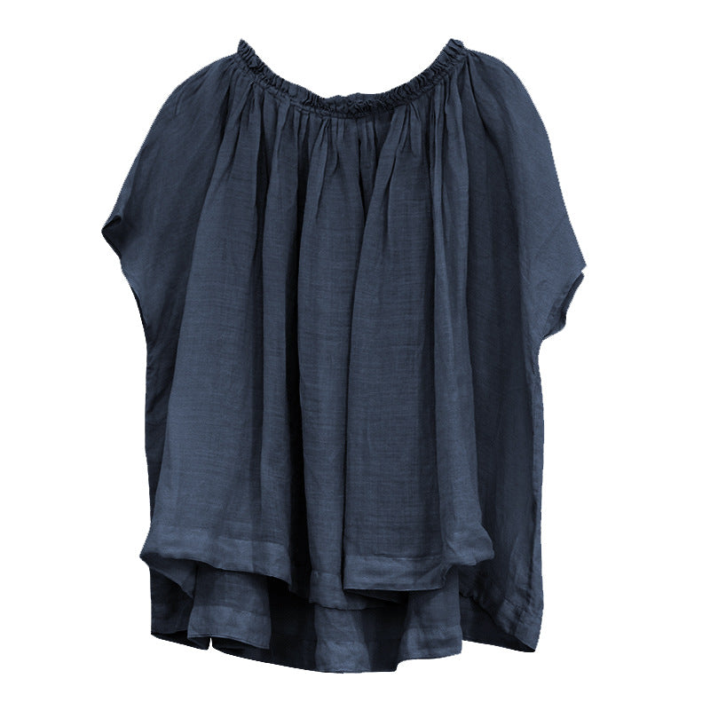 Blusa de manga Dolman de talla grande, holgada, ligeramente transparente, de verano