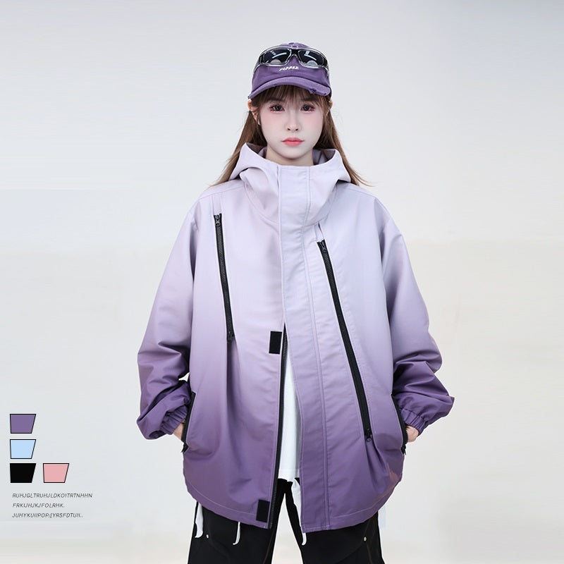 Gradient Color Waterproof Jacket Coat