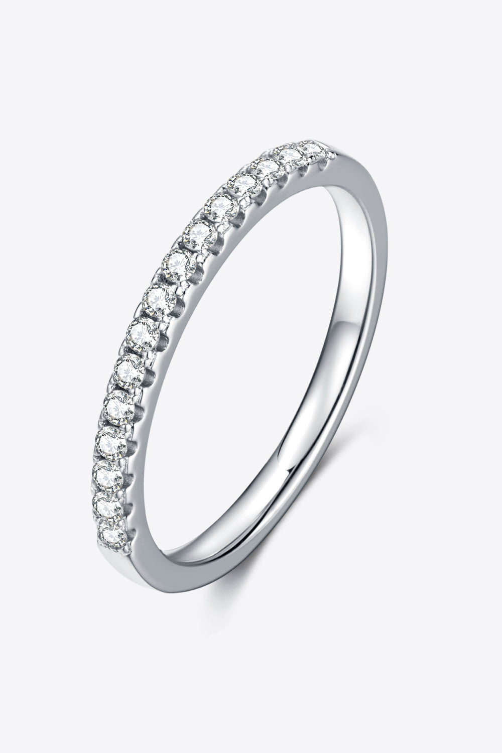 Platinierter Halb-Eternity-Ring mit Moissanit