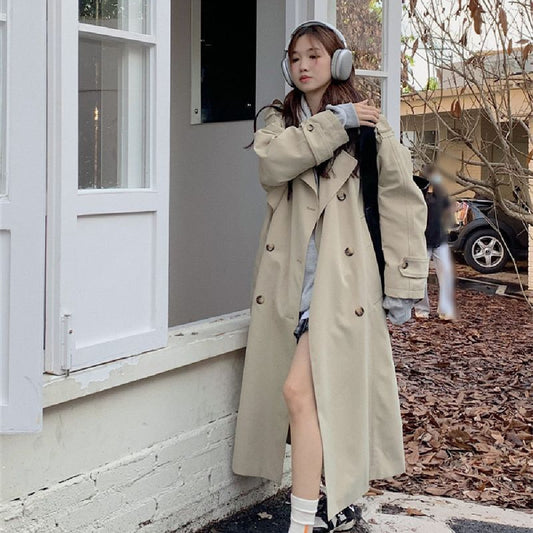 Women's Loose Casual Khaki Overcoat