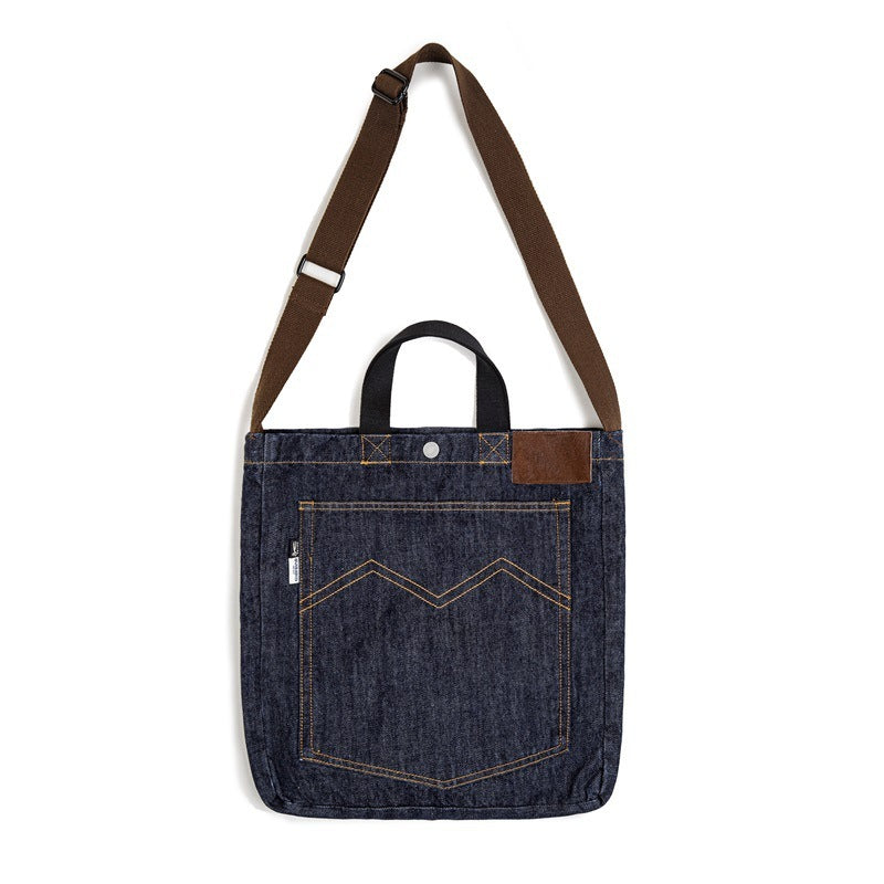 American Retro Denim Large Capacity Portable Shoulder Bag