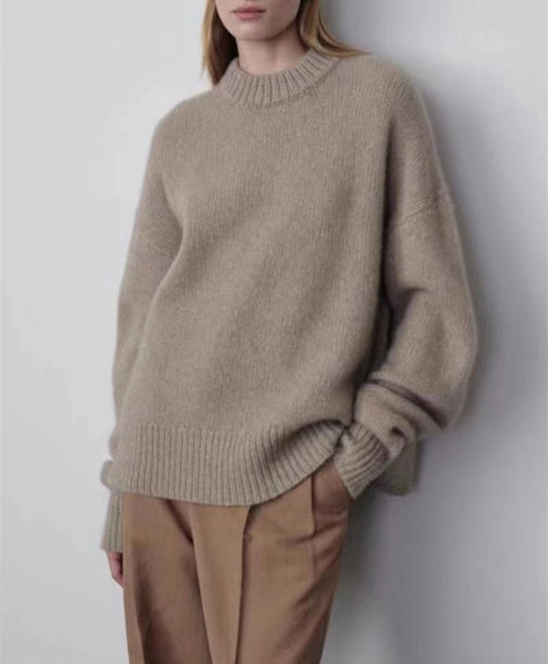 Cashmere Round Neck Knitted Thickened Plus Size Sweater