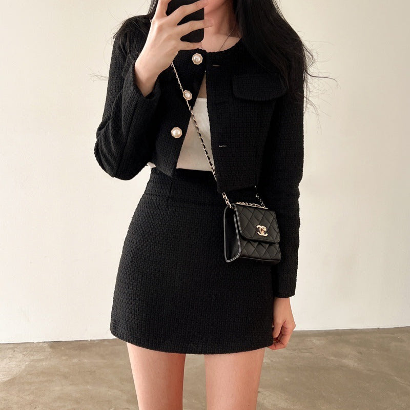 Elegant Top Plus Waist Bag Hip Skirt Two-piece Set