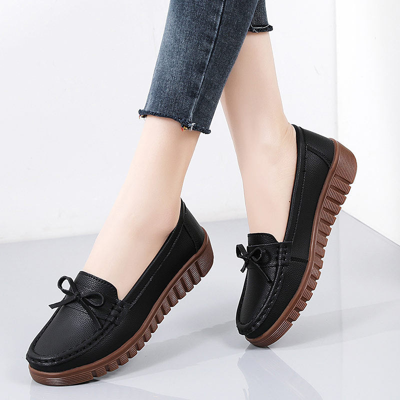 Summer Leather Breathable Women's Soft-soled Leather Shoes