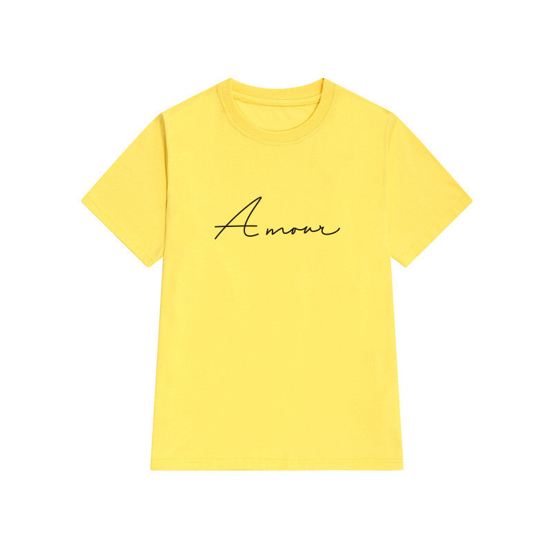 Handwritten French letters short sleeve top