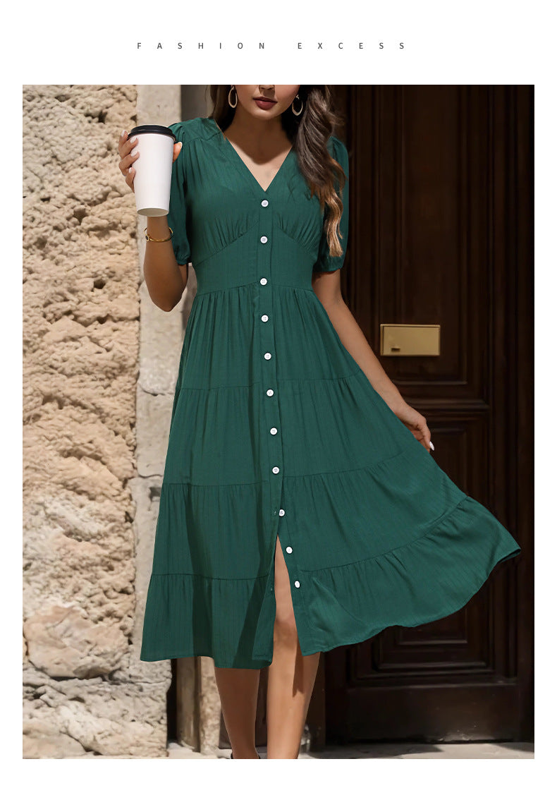 European And American Solid Color Summer Dress