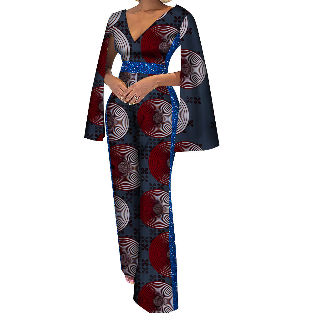 Jumpsuit aus Baumwolle mit ethnischem Batik-Print für Damen