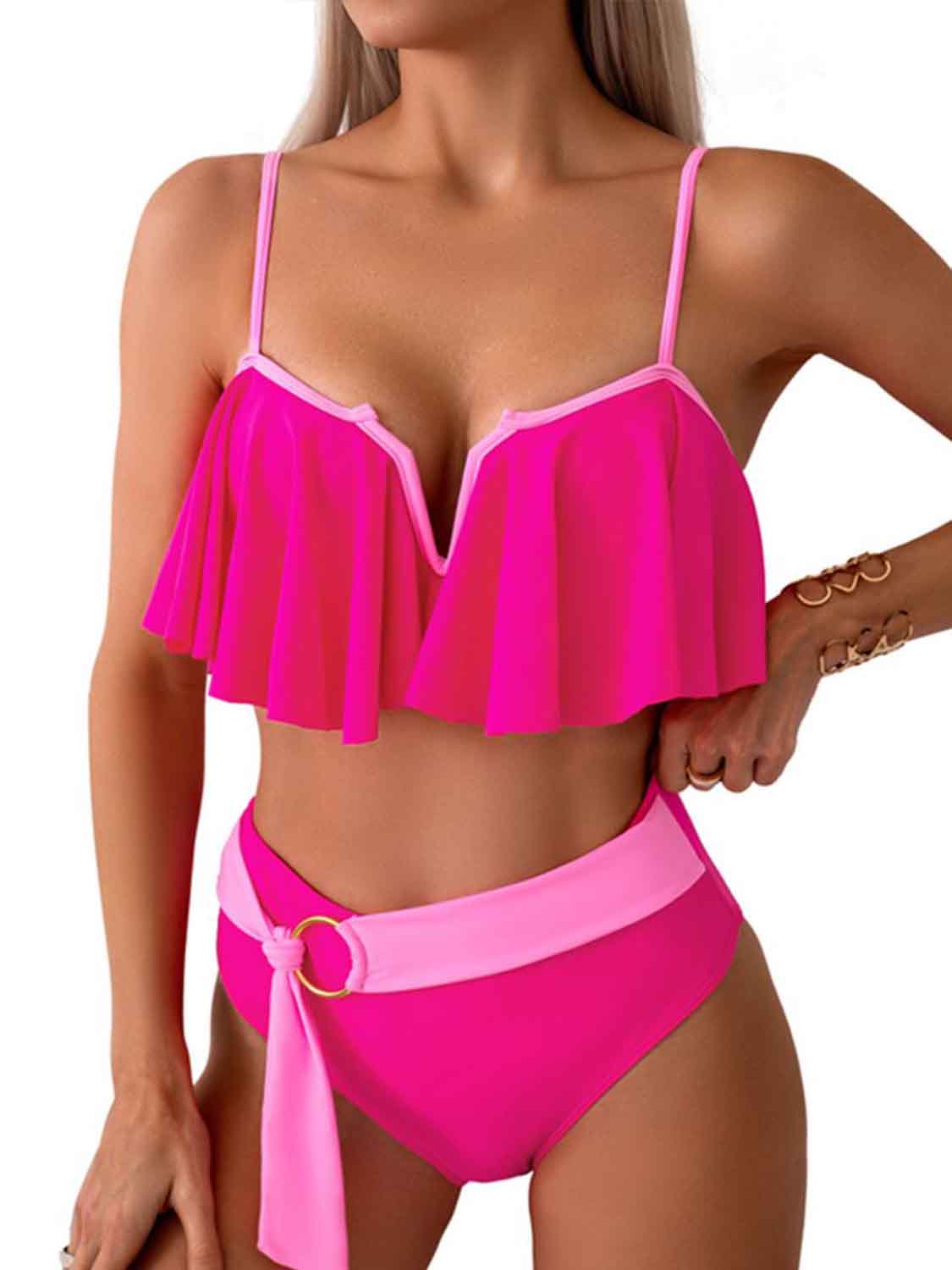 Bikini-Set mit Spaghettiträgern und gekerbtem Schnitt