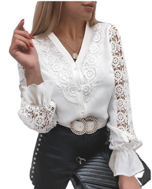 Women's Spring New Lace Long Sleeve Shirt