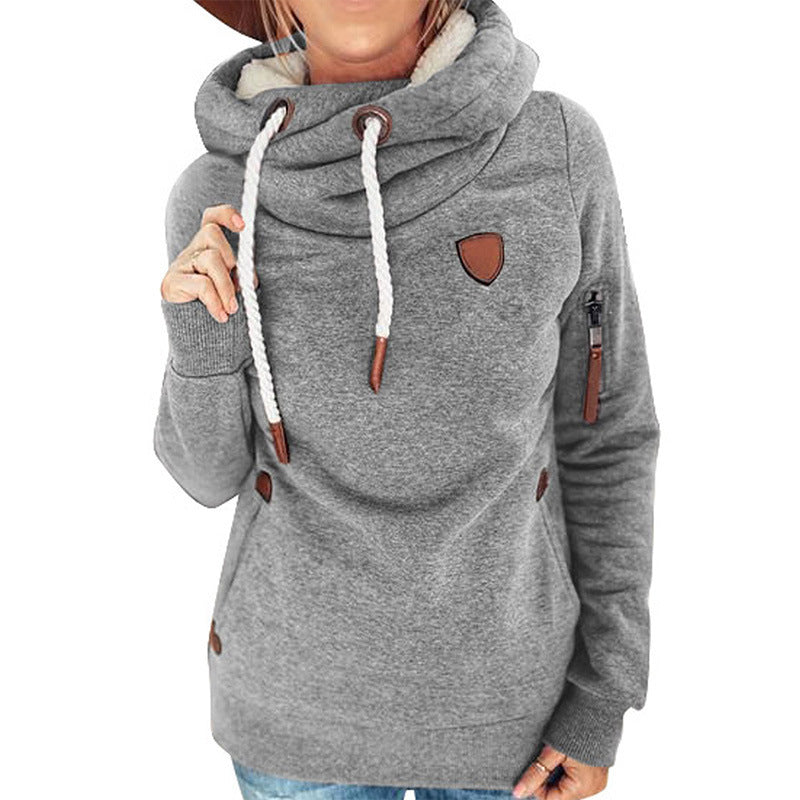 Fashionable Plush Hooded Sweater Women's  New Solid Color