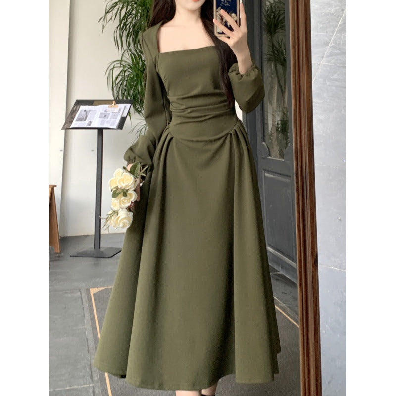 Französisches Retro-Langarmkleid für Damen