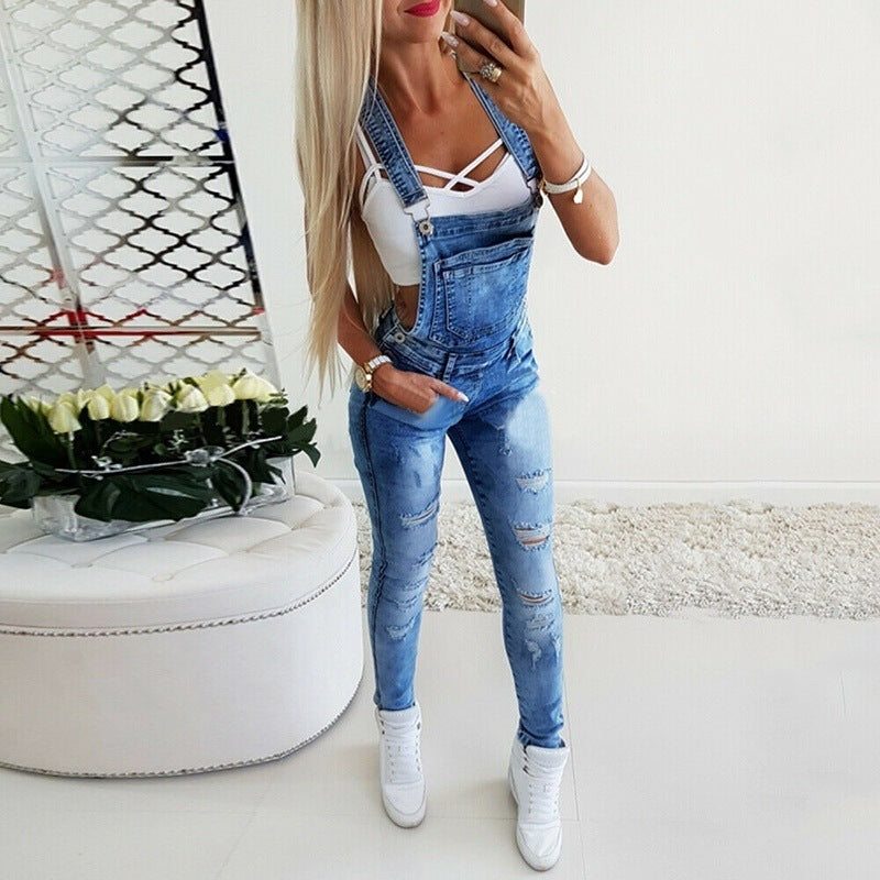 Enger, sexy, handgetragener Jeans-Overall für Damen
