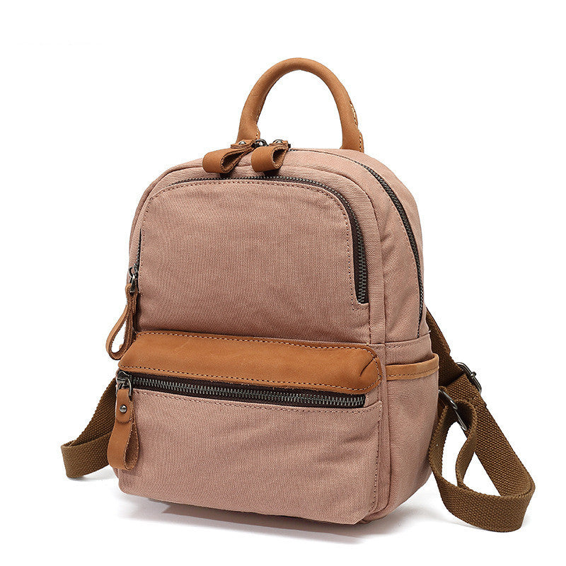 Women's Solid Color Waterproof Casual Canvas Backpack