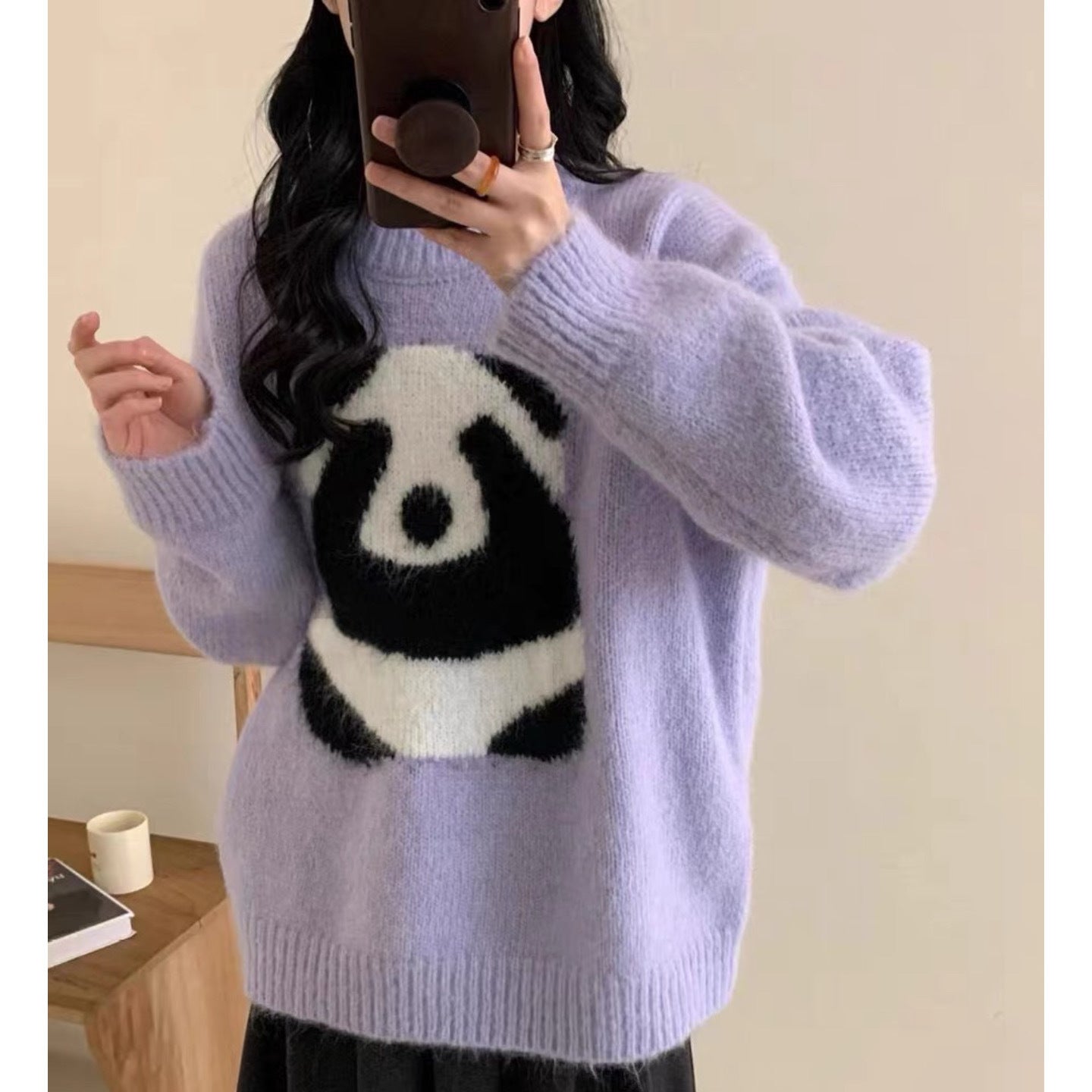 Niedlicher Panda-Faulpullover weiblich