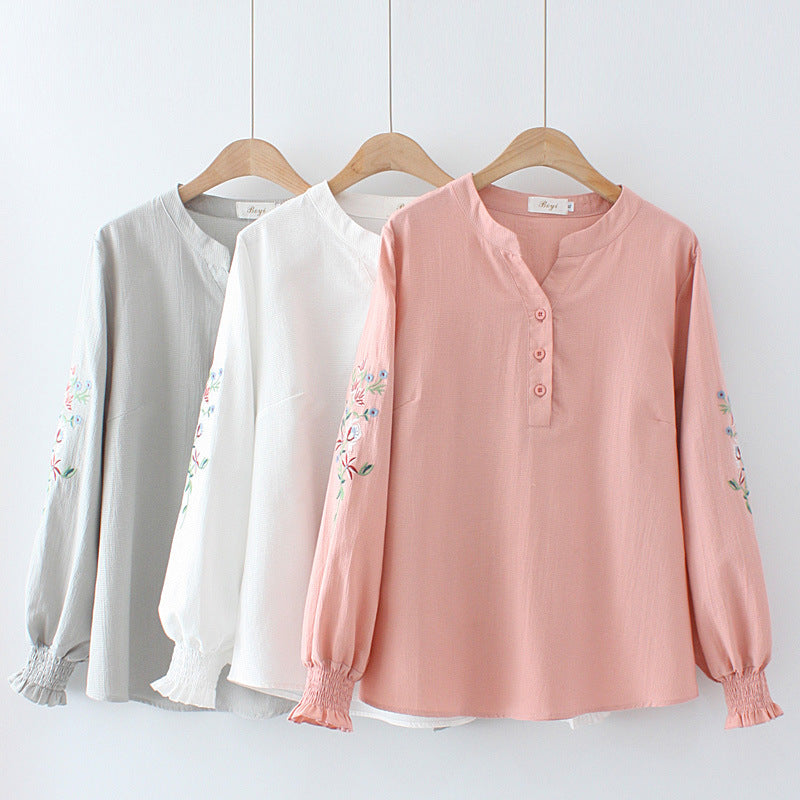 Early Spring New Casual Slim Embroidered Pullover Shirt