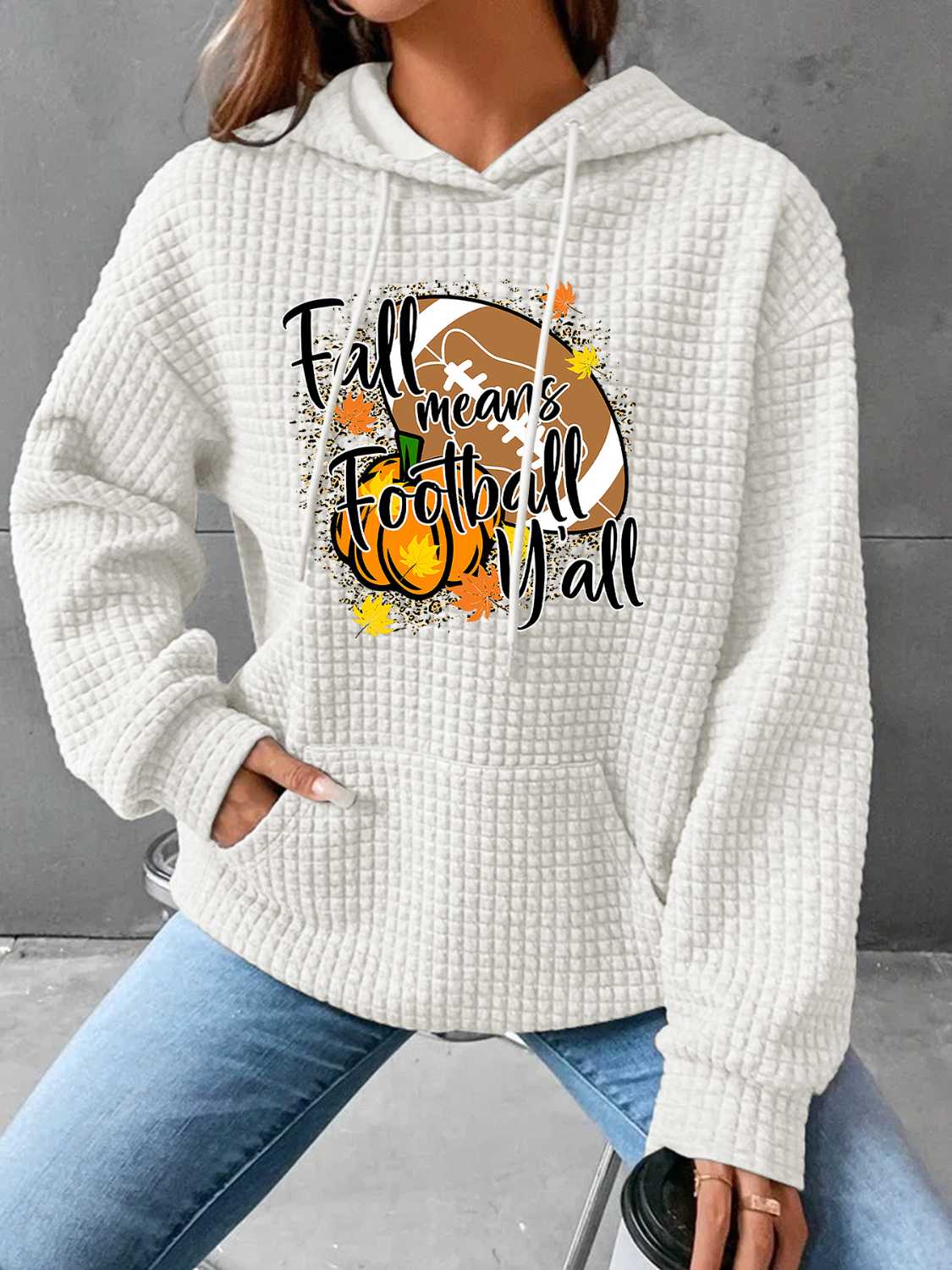 OTOÑO SIGNIFICA FÚTBOL Y'ALL Sudadera con capucha gráfica