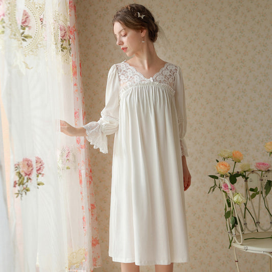 Spring And Autumn Cotton Solid Color Thin Long Skirt Girls' Pajamas