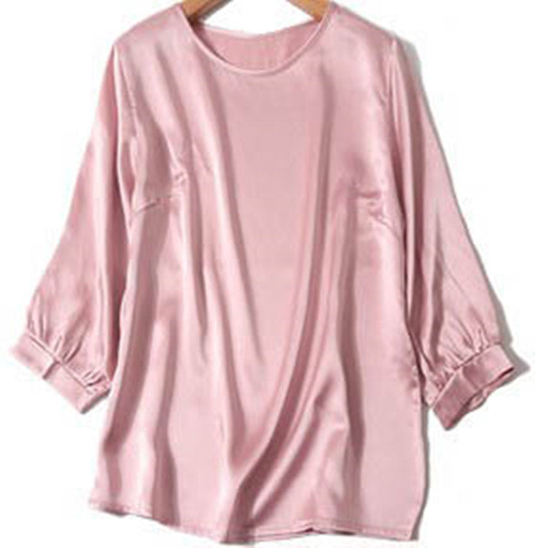 High-end Silkworm Silk Pearl Shiny Satin Shirt