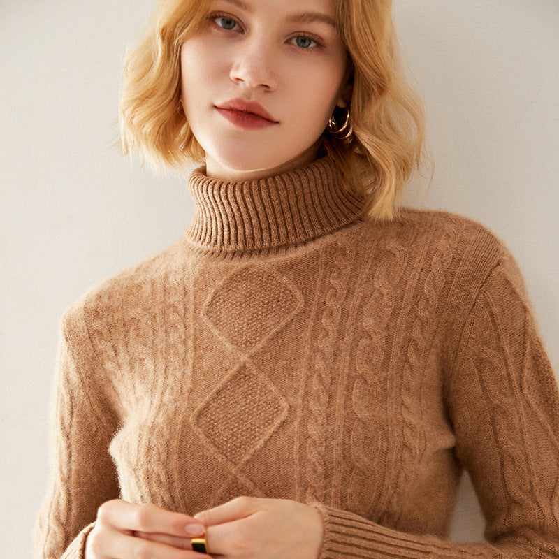 Female Turtleneck Pullover Thick Cashmere Sweater