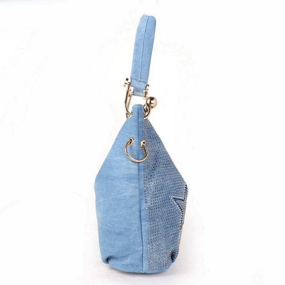 Mode One-Shoulder Messenger Tragbare Bucket Bag Denim Canvas