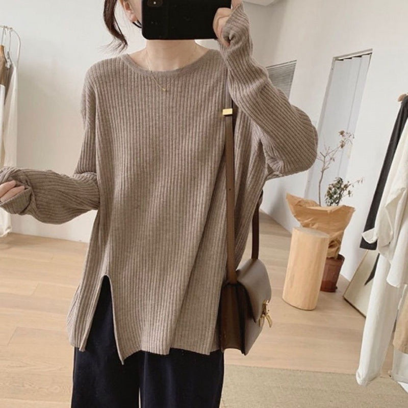 Geteilter Pullover mit langen Ärmeln aus Kaschmir