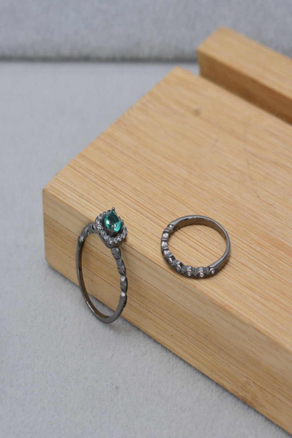 2-teiliges Paraiba-Ringset mit blauem Zirkon