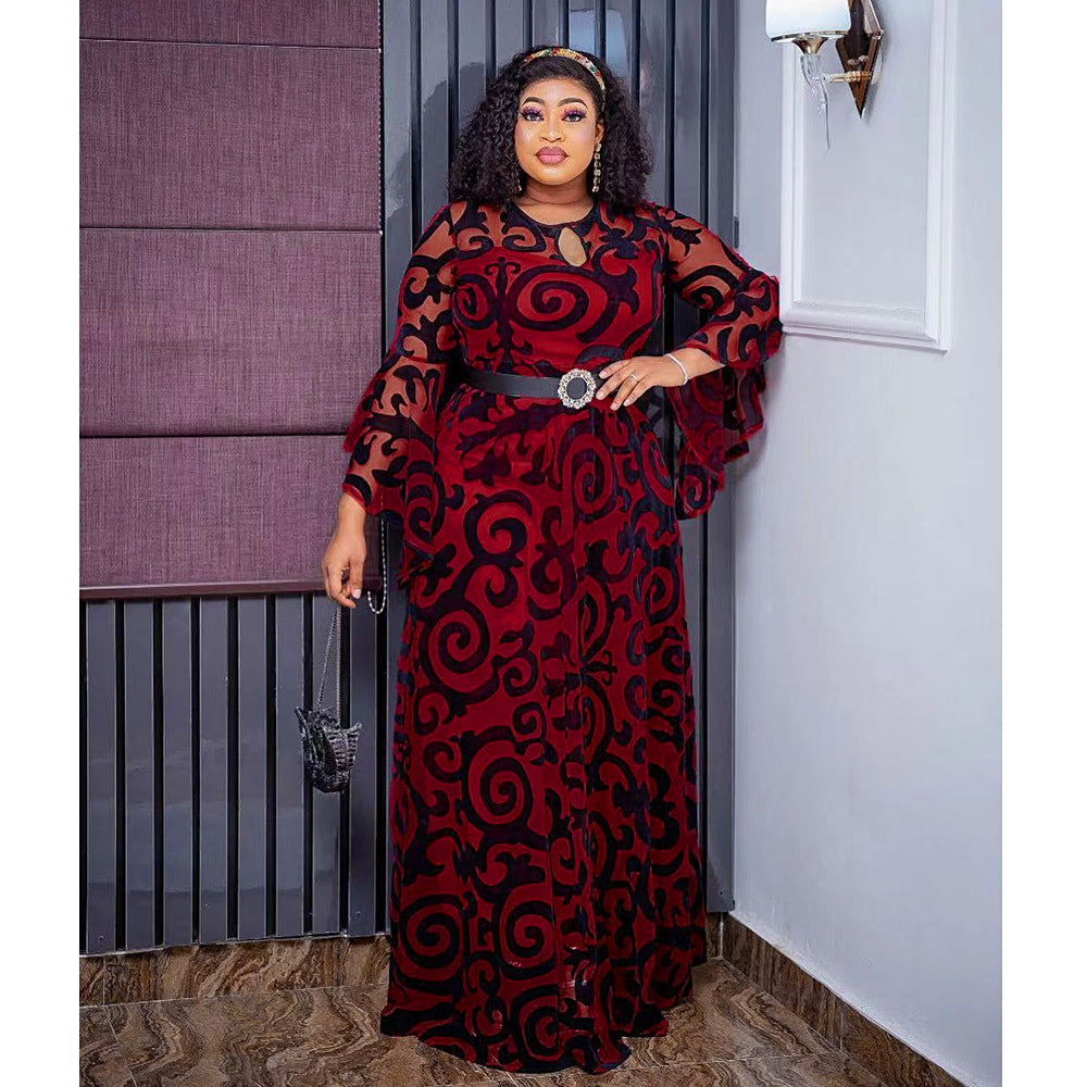 Afrikanische Damenmode Plus Size Chiffon Plisseekleid