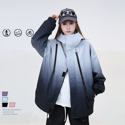 Gradient Color Waterproof Jacket Coat