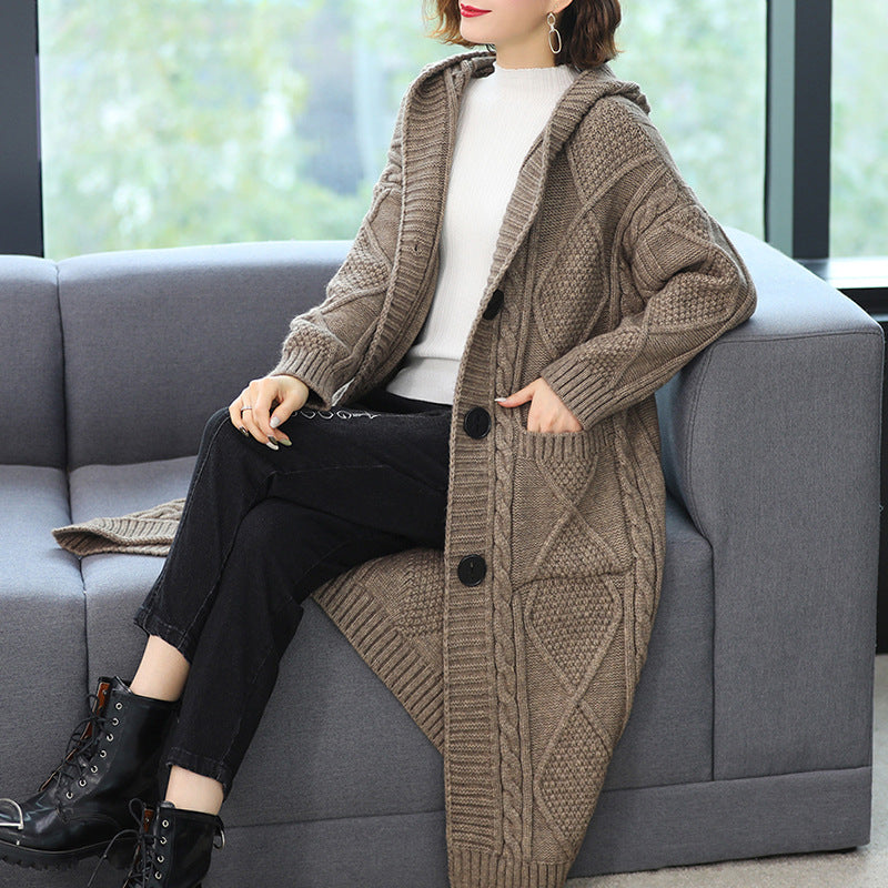 Mantel Lang Mode Temperament Grob Garn Twist Slim-fit Strickjacke